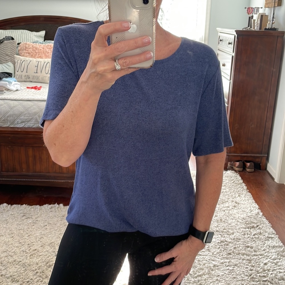 Old Navy Luxe Short Sleeve Heather Blue Top Size L